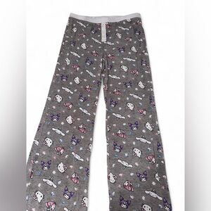 Hello Kitty Girls' Gray Pajama Pants with Pink & Purple Character Prints